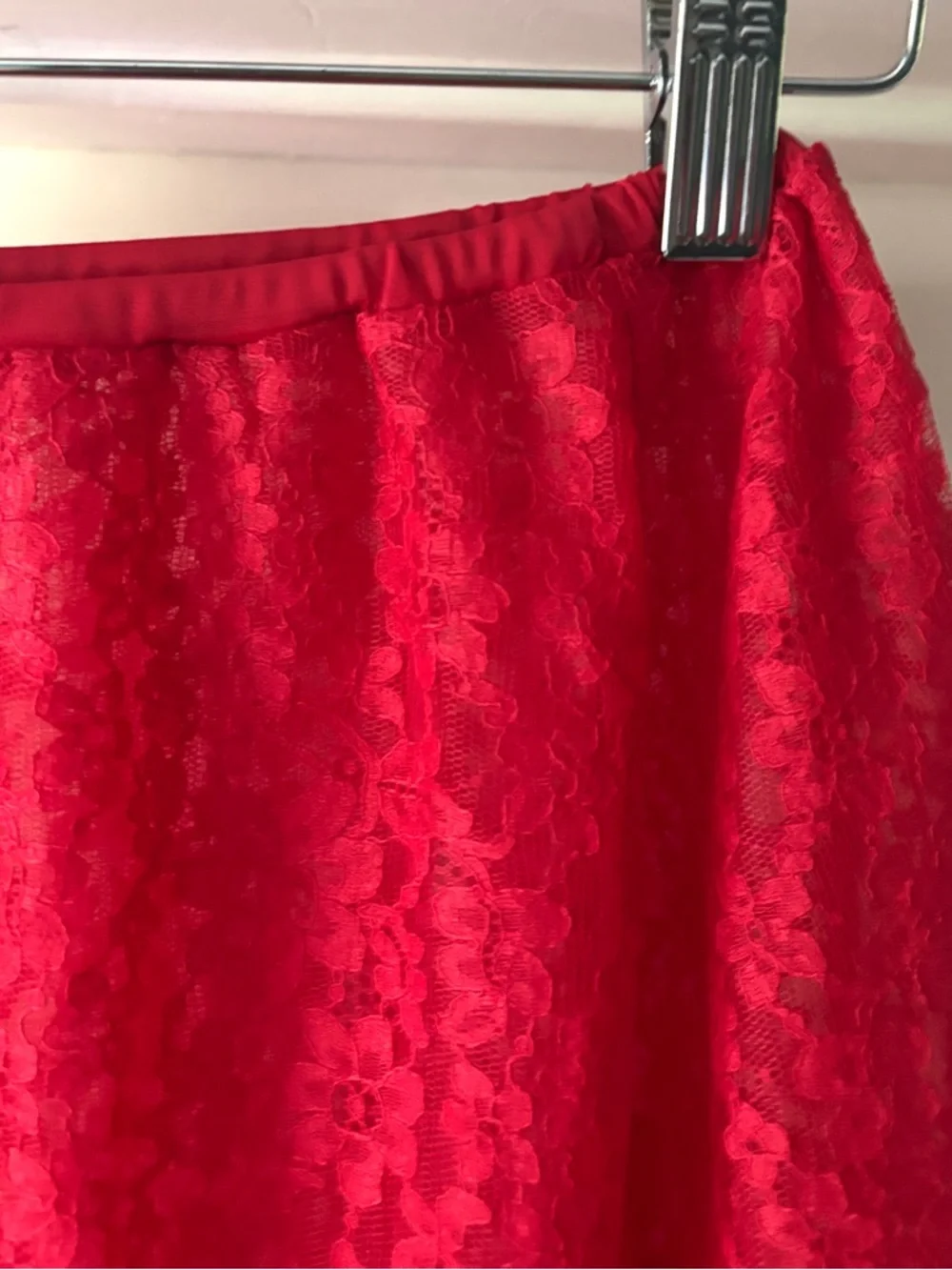 Vintage 60s Full Bright Red Lace Half Slip Size Medium - Picture 2 of 14